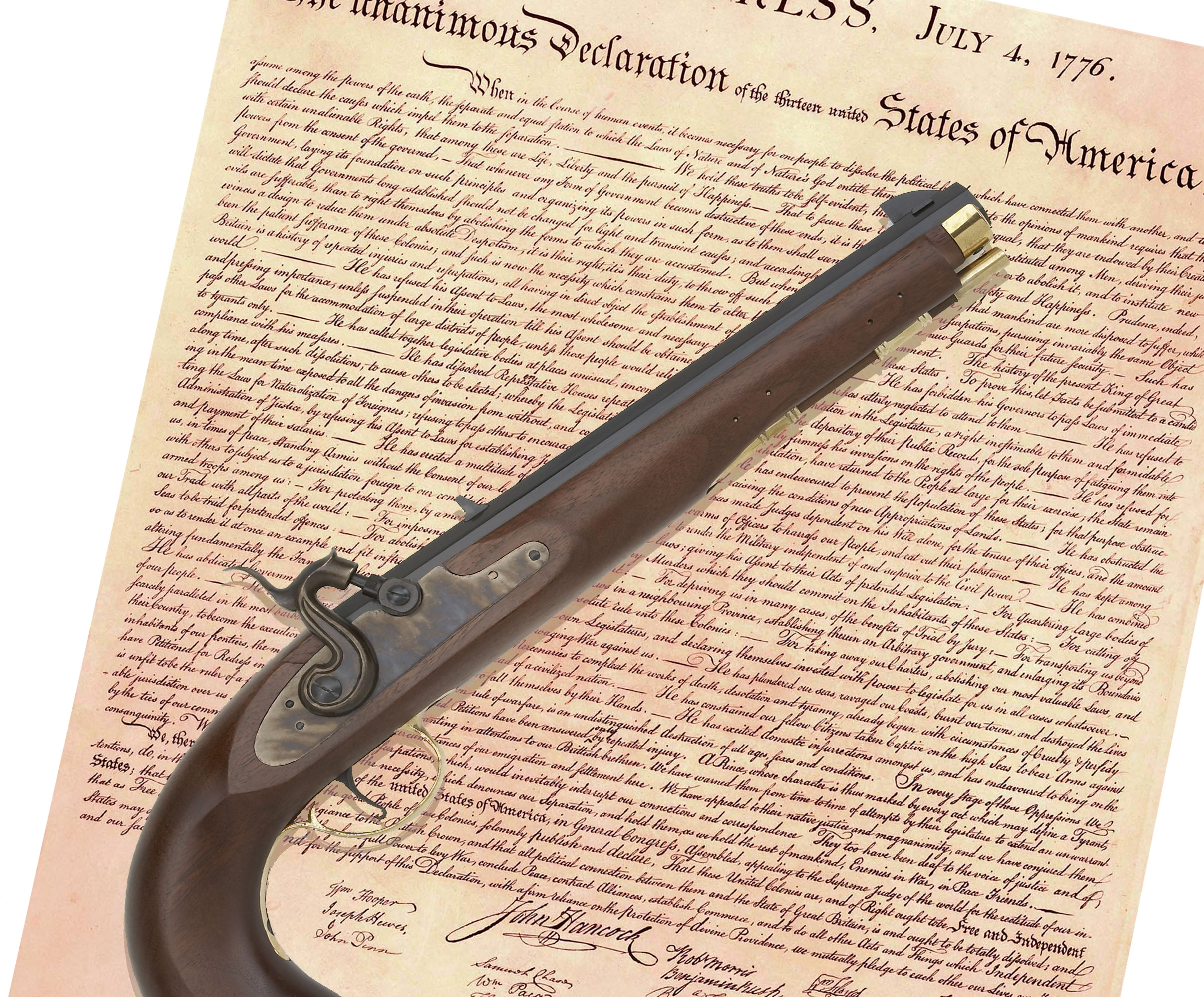 Declaration of Independence with Gun