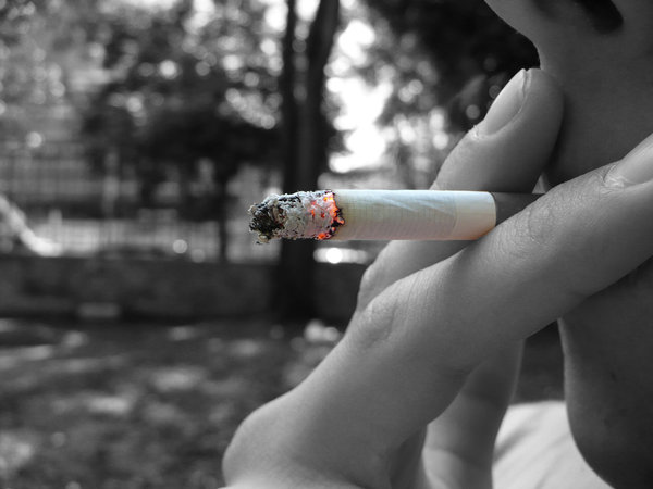 cigarette burning black white red color